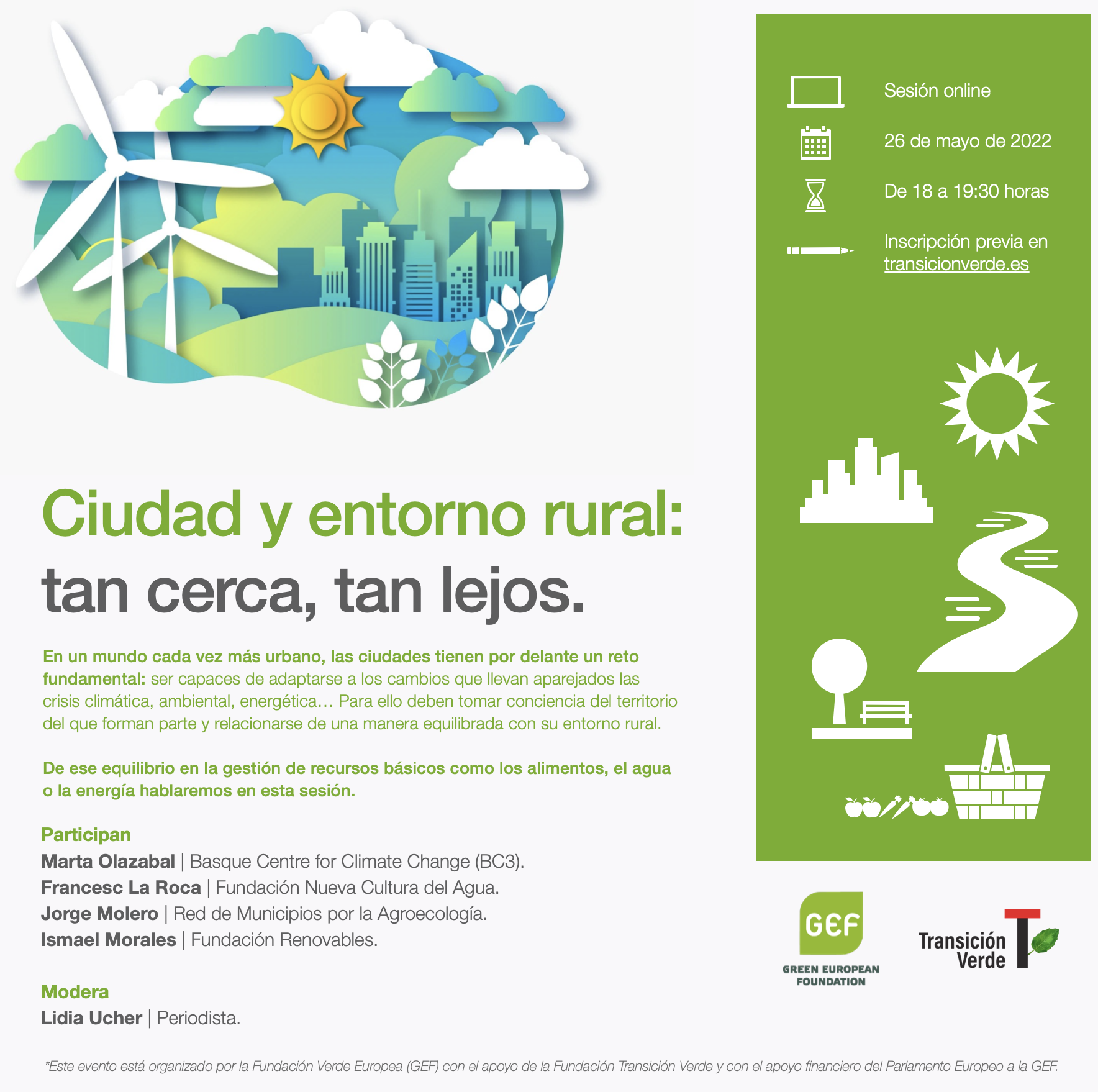 Sesión online: “Ciudad y entorno rural:  tan cerca, tan lejos”. 26 de mayo de 2022